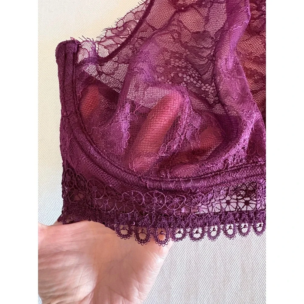 Victorias‎ Secret Very Sexy Plum Lace High Neck Halter Bralette 32DD Underwire